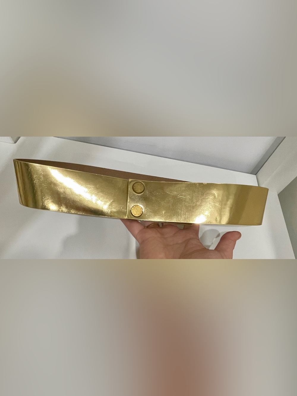 Michael Kors Gold Metalic Leather Belt, 8
